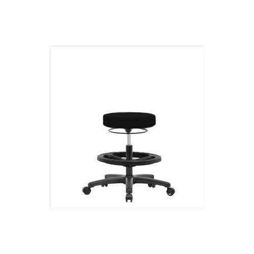 vinyl medium bench height stool with black nylon base, chrome foot ring, glides, burgundy