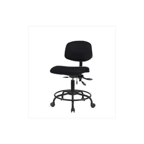 vinyl desk height chair with round tube base, with tilt, adjustable arms, glides, navy