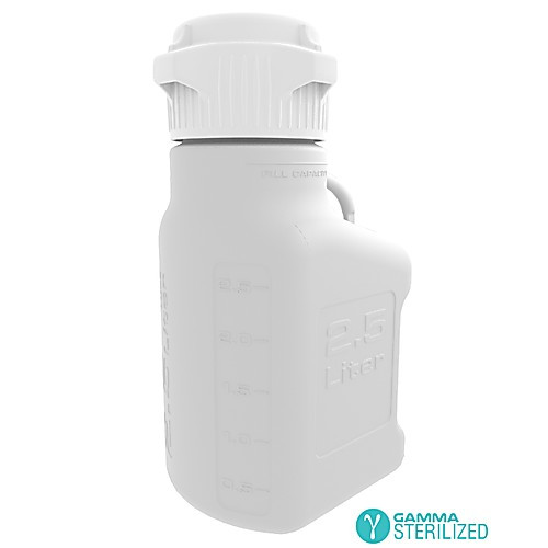 ezbio 10l (2.5 gal) gamma sterilized double bagged hdpe space saving carboy with 83mm (83b) versacap and 13l max capacity, large pinched handles