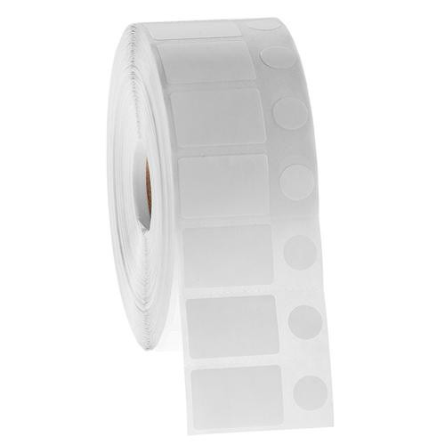 cryogenic barcode labels 1.125" x 0.75" + 0.437", rect. & circle, 3" core, white