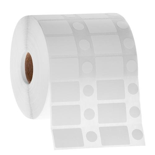 cryogenic barcode labels 1.125" x 0.75" + 0.437", rect. & circle, 2 across, 3" core, white