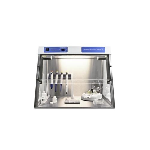stainless steel pcr workstation with uv lamp and uv recirculator, stainless steel frame and uv protective film coated glass, 110v