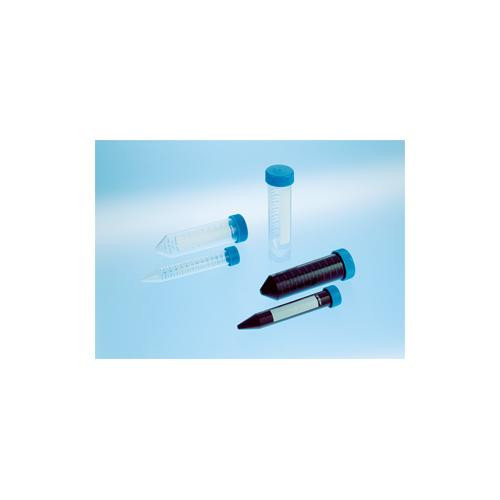 cellstar  centrifuge tube, 15ml, 17x120mm, sterile, ppn, blue screw cap, conical (v) bottom, with graduations and id field, 50 per box