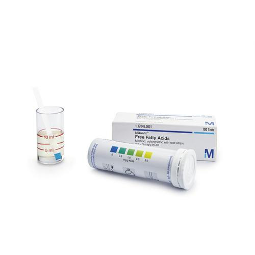 free fatty acids method: colorimetric with test strips 0.5 - 1 - 2 - 3 mg/g koh mquant