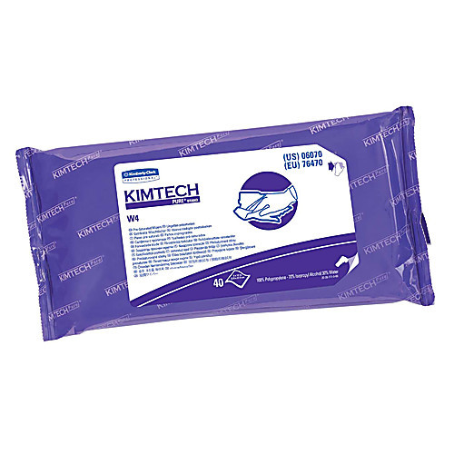 kimtech  w4 presat sterile wipers (76490), 70% isopropyl alcohol with anti-stat resealable pouch, 11” x 9”, white, 10 pouches of 40 wipes / case (400 per case)