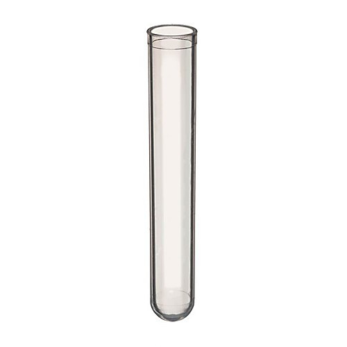 superclear 12x75mm round bottom culture tubes without caps, polystyrene, 125 per bag, sterile