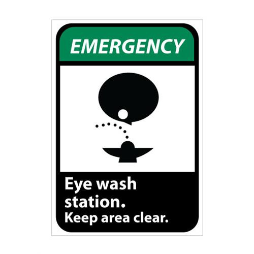 emergency, eye wash station keep area clear with graphic, 14 (c08-0511-697)