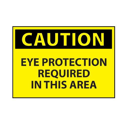 eye protection required area caution sign, 7” x 10”, rigid plastic
