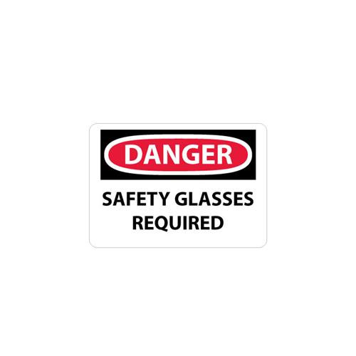 danger, safety glasses required, 10x14, rigid plastic