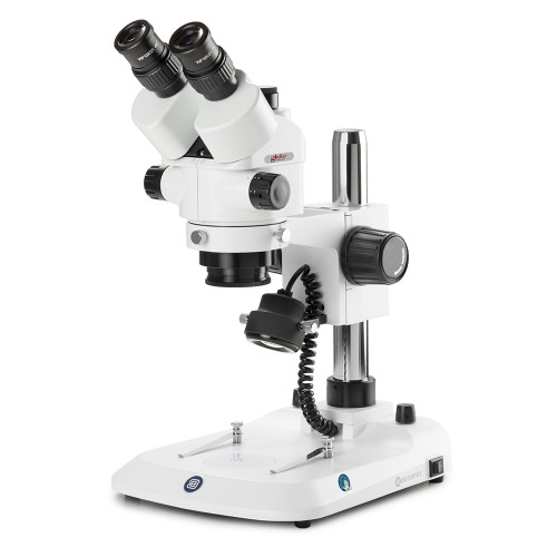 trinocular stereo zoom microscope stereoblue 0 7x to 4 5x zoom objective magnification from 7x to 45x ergonomically stand with incident and transmitted led illumination