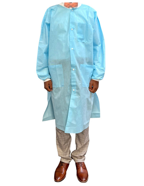 safe first  lab coats, 4xl triple layer, sky blue knee length.