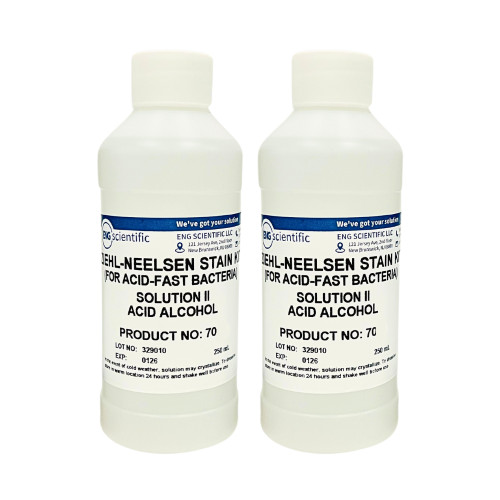 ziehl-neelsen stain - solution ii - acid alcohol (3% hcl) 2 x 250ml