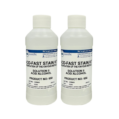 acid-fast stain kit (kinyoun method) - solution ii - acid alcohol (3% hcl) 2 x 250ml