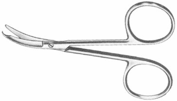 shortbent stitch scissors, curved, delicate pattern, length: 3.5
