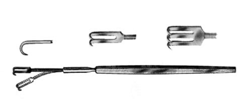 flexible neck rake retractor, 3 blunt prongs, length: 6