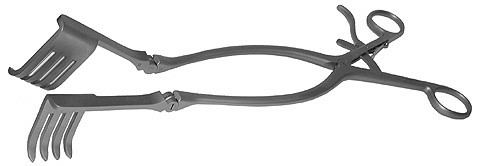 adson beckmann laminectomy retractor 4 x 4 sharp, 12 1/8", 25 mm prongs