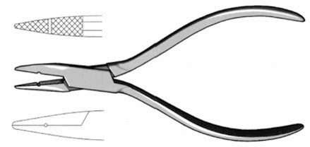 needle nose pliers serrated 5 1/2", with slotted grove