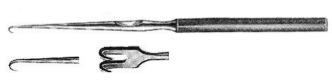 lahey hook/retractor, 2 sharp prongs, width: 4, length: 4.75