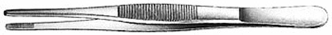 dressing forceps, standard pattern, serrated handles and tips, length: 10