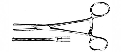 vorse tube occluding forceps serrated beveled heavy jaws 8"