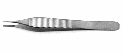 adson thumb forceps, standard pattern, dressing forceps, serrated, length: 4.75