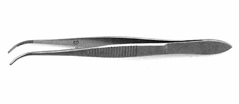 semken dressing forceps, serrated, curved, length: 5