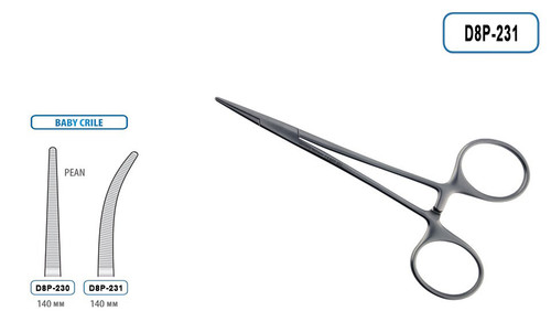 hemostatic forceps baby crile curved 140mm