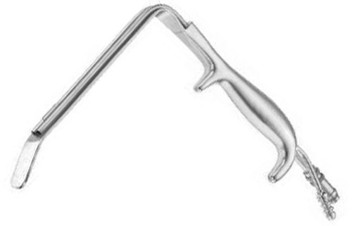 ferriera style endoscopic retractor, with smooth rounded end, with fiber optic light & suction tube, width: 16.0 mm x 8.0cm s1699-0672ls