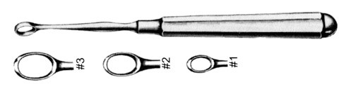 piffard dermal curette, 5-1/2" (14 cm), oval, narrow handles, size 00 (1 mm diameter) s1439-1202