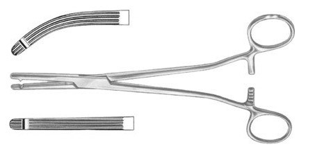 ballentine hysterectomy forceps jaws with serrated and single tooth curved 8 1/4" s1529-5511