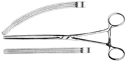doyen intestinal forceps curved 9", 2 x3 atraumatic serrations s1509-1773