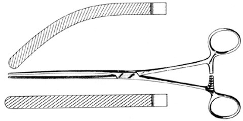 doyen intestinal forceps straight 9", diagonal horizontal serrations s1509-1623