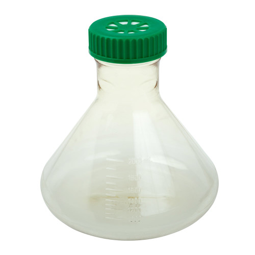 2l fernbach flask, vent cap, plain bottom, polycarbonate, sterile
