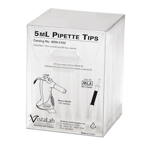 5ml pipette tips, ovation, graduated, vistaclear box, sterile (c33-1614-960)
