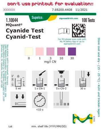cyanide test method: colorimetric with test strips and reagents mquanttm