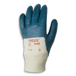 hylite medium weight nitrile; palm coated; knitwrist; sz 10