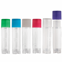 2 ml true north cryogenic vials with assorted color lids, polypropylene, sterile