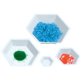 white antistatic hexagonal weigh boats, large, 102 x 76 x 22 mm
