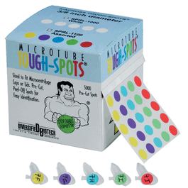 diversified biotech tough-spots on roll for handwriting, 1/2 in. (13 mm), assorted, 5-across, for 1.5 ml tubes (c062b-002121)