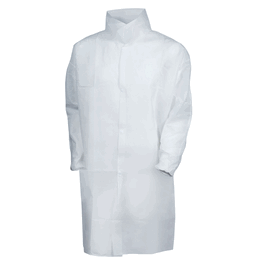 kleenguard a10 light duty coat, snap front, elastic wrists, white, l
