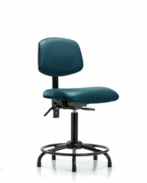 vinyl chair - medium bench height with round tube base and stationary glides in marine blue supernova vinyl