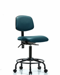 vinyl chair - medium bench height with round tube base, seat tilt, and casters in borscht supernova vinyl