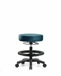 vinyl mini-stool - medium bench height with black foot ring and casters in taupe supernova vinyl