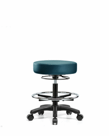 vinyl mini-stool - medium bench height with chrome foot ring and casters in borscht supernova vinyl