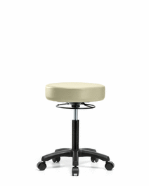 vinyl mini-stool - medium bench height with casters in sterling supernova vinyl (c062b-006542)