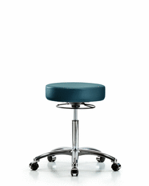 vinyl stool without back chrome - medium bench height with casters in taupe supernova vinyl (c062b-006563)