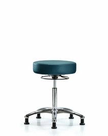vinyl stool without back chrome - medium bench height with stationary glides in carbon supernova vinyl (c062b-006571)