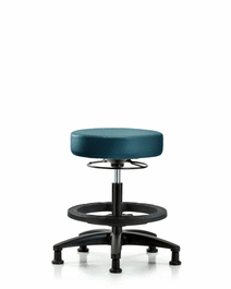 vinyl stool without back - medium bench height with black foot ring and stationary glides in taupe supernova vinyl