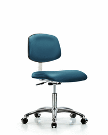 class 10 clean room vinyl chair chrome - desk height with casters in sterling supernova vinyl (c062b-006782)