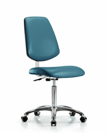 class 10 clean room vinyl chair chrome - medium bench height with medium back and casters in taupe supernova vinyl